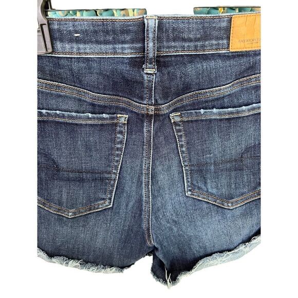 American Eagle Women’s Jean Shorts High Waisted SZ 4 Distressed Look Stretch - Picture 9 of 11